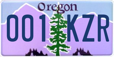 OR license plate 001KZR