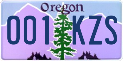 OR license plate 001KZS