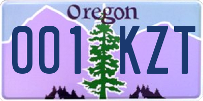 OR license plate 001KZT