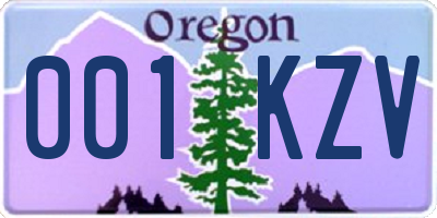 OR license plate 001KZV