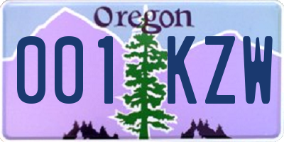 OR license plate 001KZW