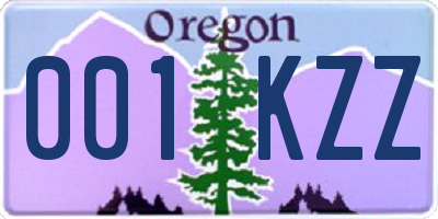 OR license plate 001KZZ