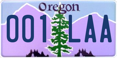 OR license plate 001LAA