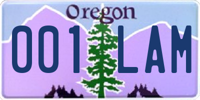 OR license plate 001LAM