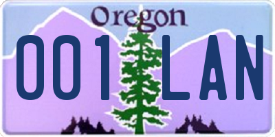 OR license plate 001LAN