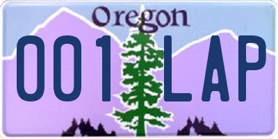 OR license plate 001LAP