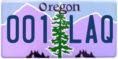 OR license plate 001LAQ