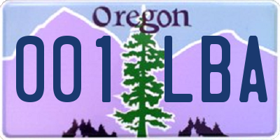 OR license plate 001LBA