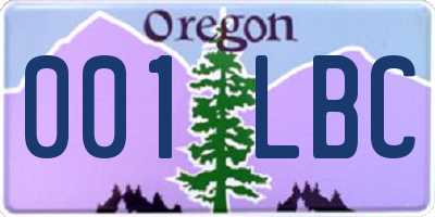 OR license plate 001LBC