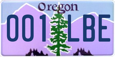 OR license plate 001LBE