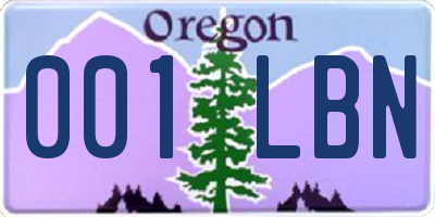 OR license plate 001LBN