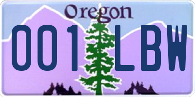 OR license plate 001LBW