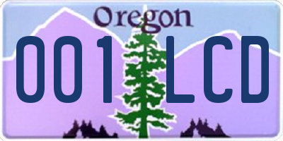 OR license plate 001LCD