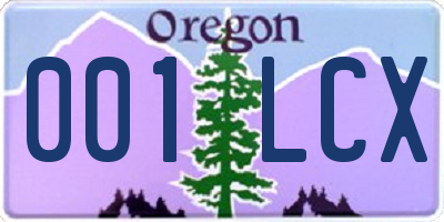 OR license plate 001LCX