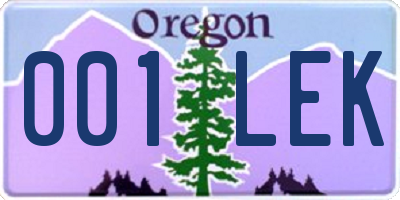 OR license plate 001LEK