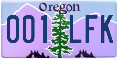 OR license plate 001LFK