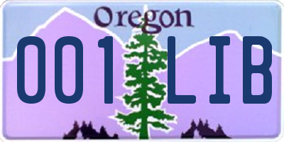 OR license plate 001LIB