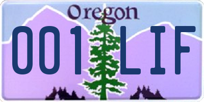 OR license plate 001LIF