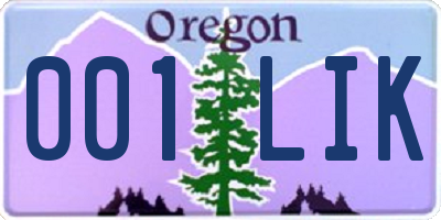 OR license plate 001LIK