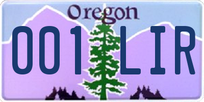 OR license plate 001LIR