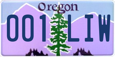 OR license plate 001LIW