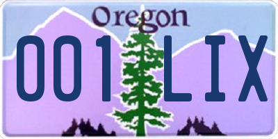 OR license plate 001LIX