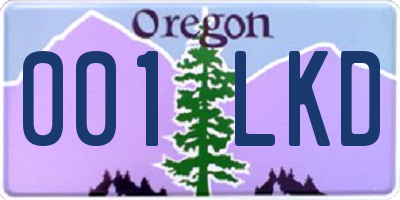 OR license plate 001LKD