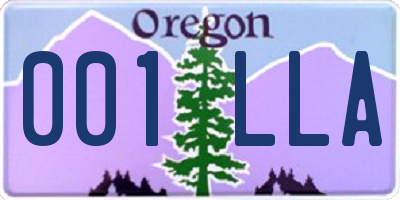 OR license plate 001LLA