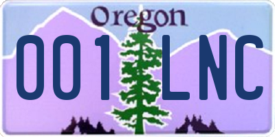 OR license plate 001LNC