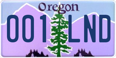 OR license plate 001LND