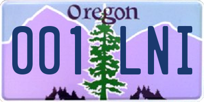 OR license plate 001LNI