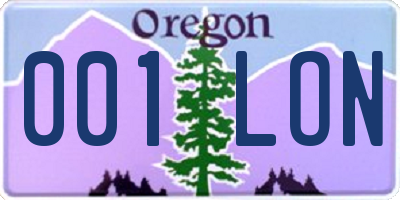 OR license plate 001LON