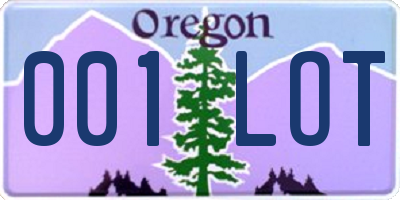 OR license plate 001LOT