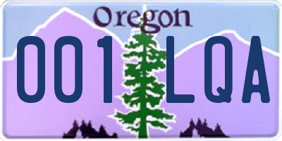 OR license plate 001LQA