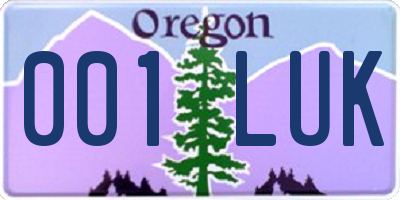 OR license plate 001LUK