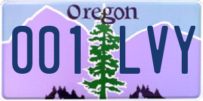 OR license plate 001LVY