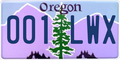 OR license plate 001LWX