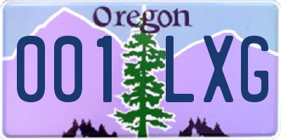 OR license plate 001LXG