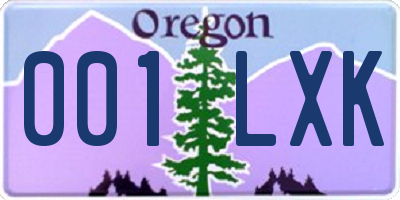 OR license plate 001LXK