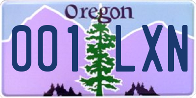 OR license plate 001LXN