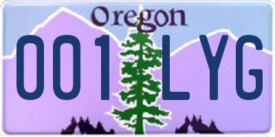 OR license plate 001LYG