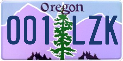 OR license plate 001LZK