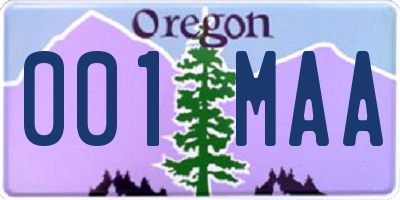 OR license plate 001MAA