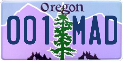 OR license plate 001MAD