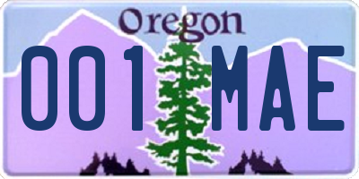 OR license plate 001MAE