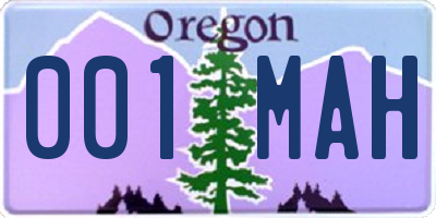 OR license plate 001MAH