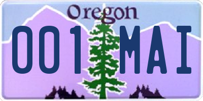 OR license plate 001MAI