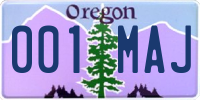 OR license plate 001MAJ