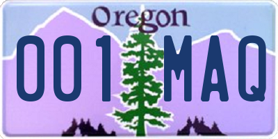 OR license plate 001MAQ