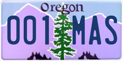 OR license plate 001MAS